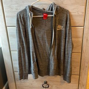 Nike lightweight gray zip up hoodie, size L!